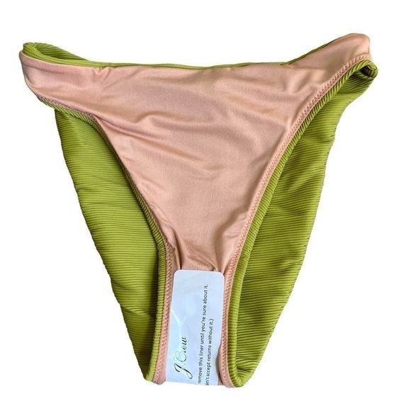 NWT J. Crew Ribbed High Rise Cheeky Bikini Bottom Chartreuse Green Sz XXS - Picture 12 of 16